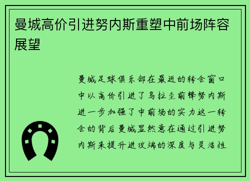 曼城高价引进努内斯重塑中前场阵容展望 曼城高价引进努内斯重塑中前场阵容展望